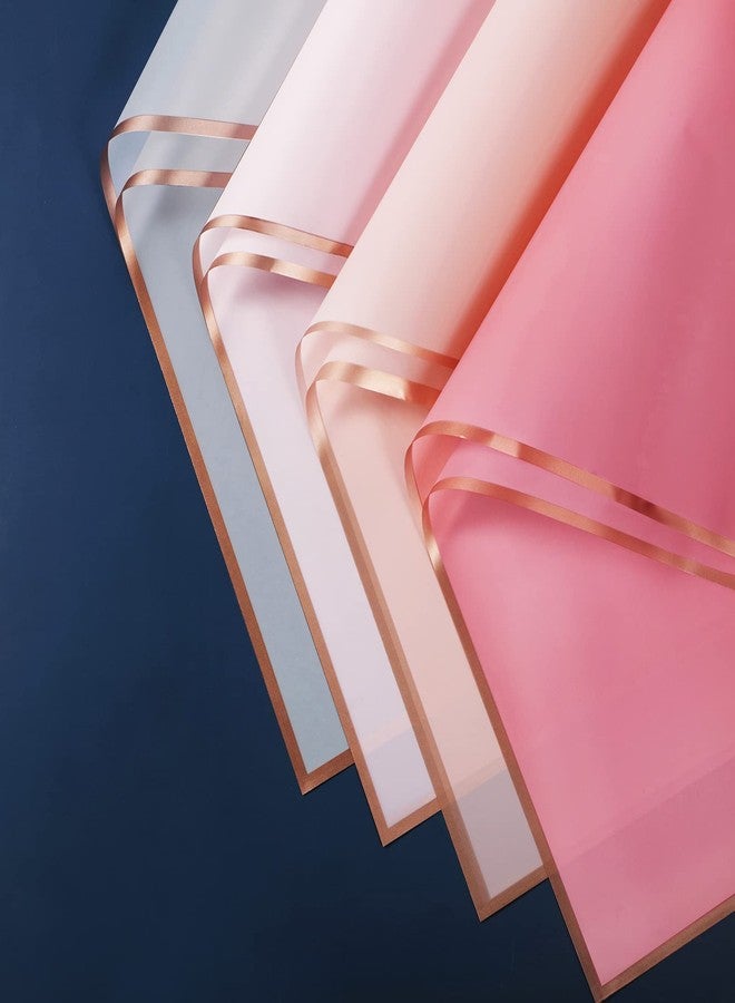 Tenare 20 Sheets Waterproof Floral Wrapping Paper with 2 Ribbons - 23.6" x 23.6" Frosted Flower Bouquet Wrapping Paper for Valentine's Day, Wedding, Birthday & Florist Supplies(Delicate Color) - Image 2